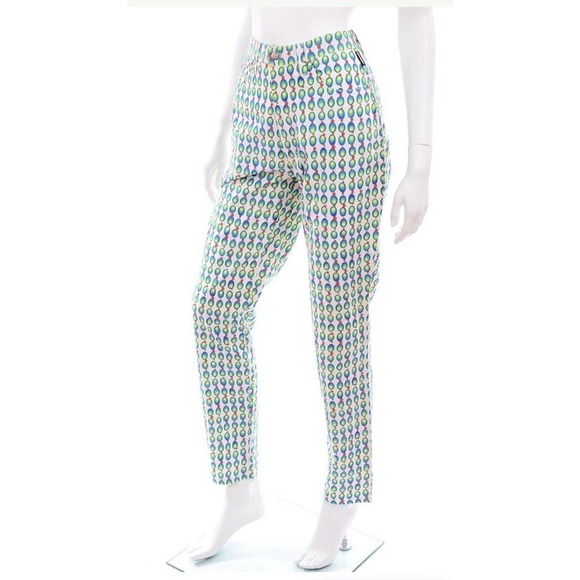 Versace Jeans Collection Pants - Vtg 90’s Versace Pants Colorful Olive Novelty Disco Atomic Art To Wear S…​